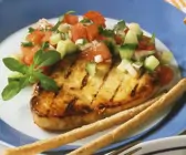 Gegrillter Schwertfisch mit Melonensalat
