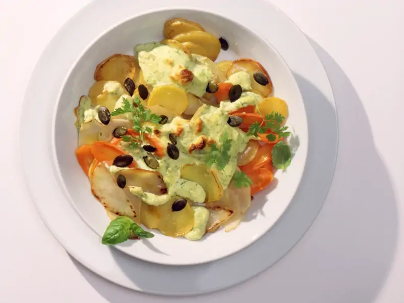 Kohlrabi-Gratin mit Kräuter-Quark