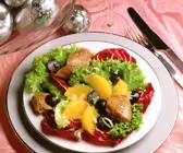 Salat mit Entenleber und Orangenfilets