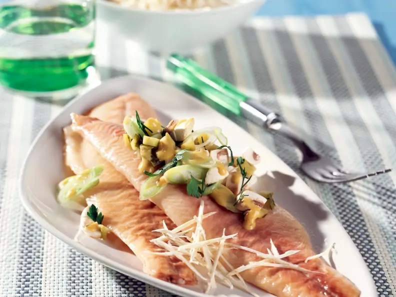 Räucherforelle mit Champignon-Tatar