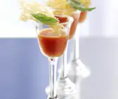Gazpacho-Shooter mit Parmesanhippen