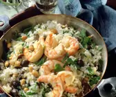 Oliven-Risotto mit Riesengarnelen