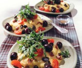 Käse-Polenta mit mediterranem Salat