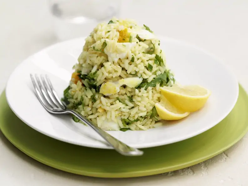 Reis mit Räucherfisch und Ei (Kedgeree)