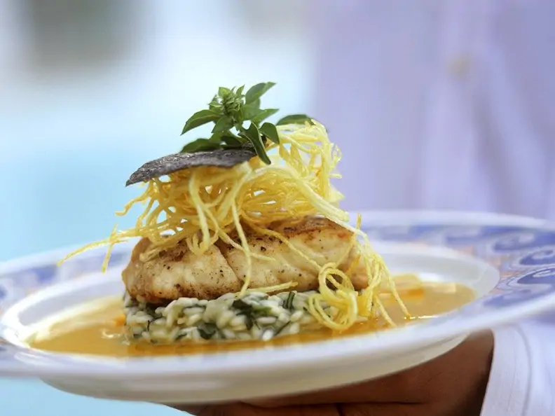 Risotto mit gebratenem Wolfsbarsch