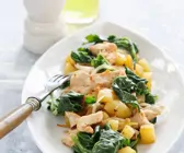 Hähnchen-Kartoffel-Spinat-Pfanne