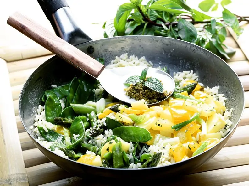 Wok-Gemüse mit Reis