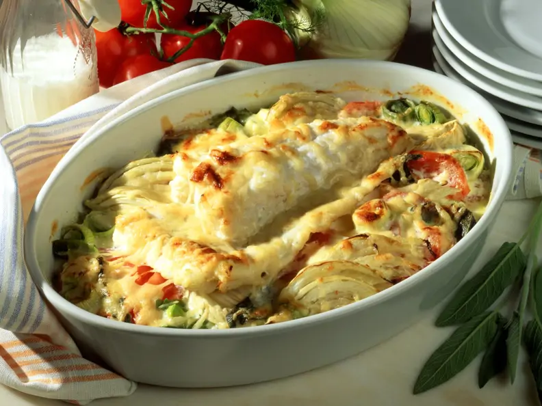 Überbackenes Lengfischfilet