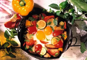 Eier auf Gemüse