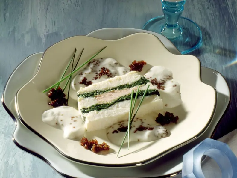 Feine Fischterrine mit Spinat