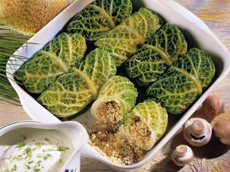 Wirsingroulade mit Hirse