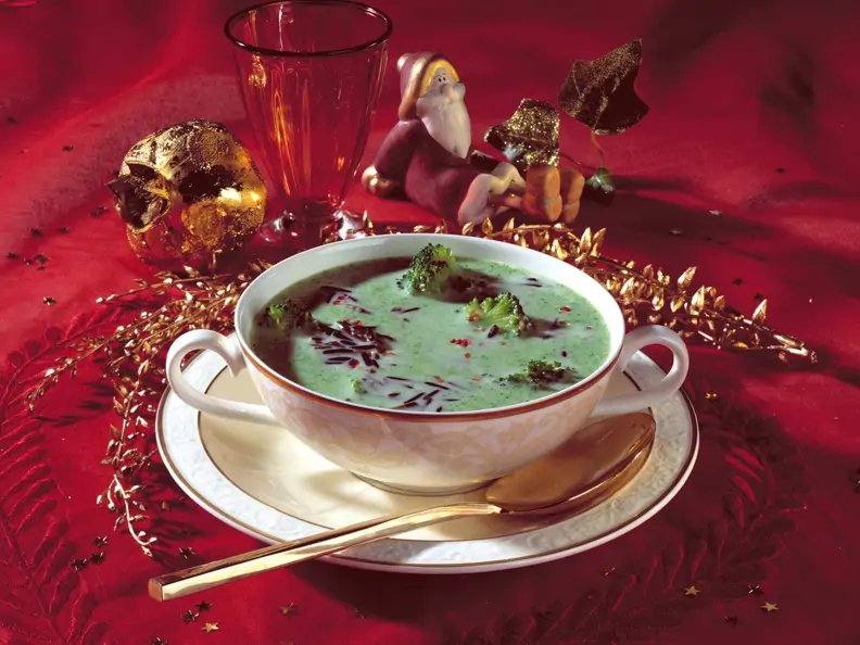 Brokkoli-Sahne-Suppe mit Wildreis