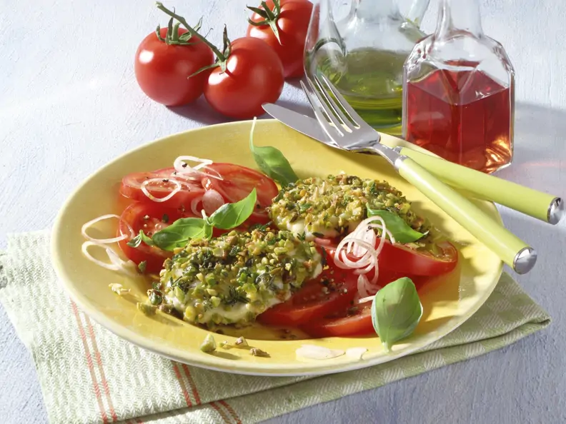 Gebratener Mozzarella in Pistazien-Thymian-Panade