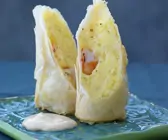 Püree im Frühlingsrollenteig frittiert