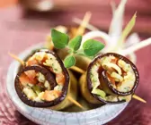 Gefüllte Auberginenröllchen vegetarisch