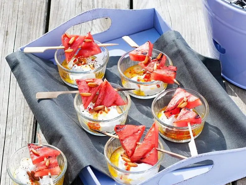 Melone vom Grill mit Käse