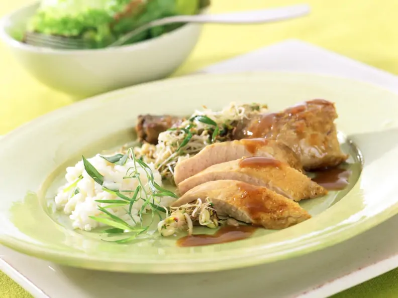 Perlhuhn mit Sprossen