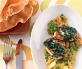 Erbsen in Currycreme mit Schnitzelchen