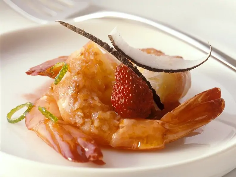 Garnelen mit Erdbeeren
