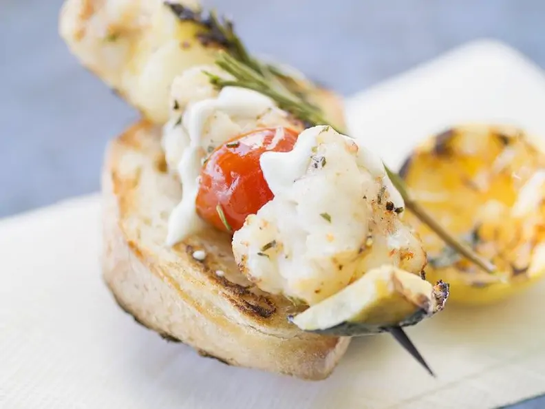 Fisch-Gemüsespieße vom Grill