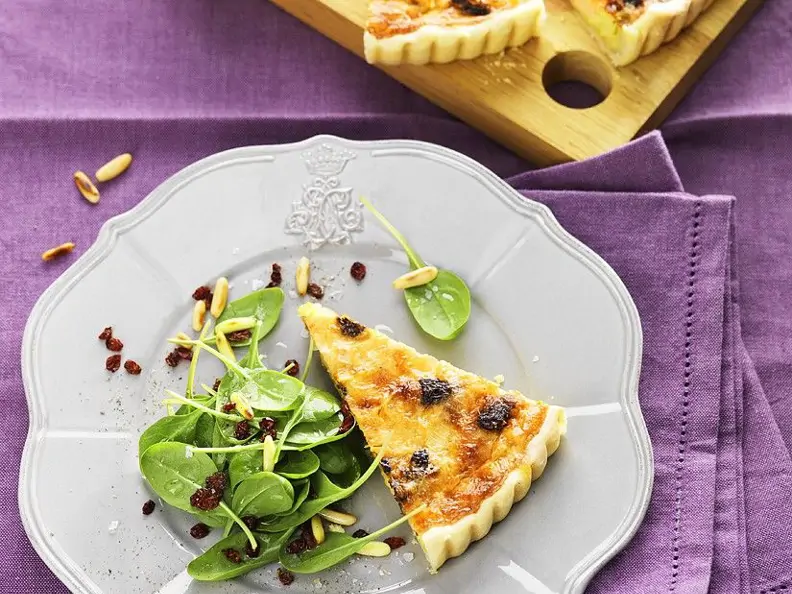 Käsetarte mit Pilzen