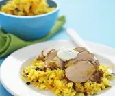 Schweinefilet mit Reis