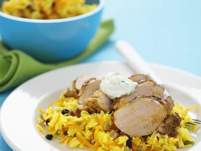 Schweinefilet mit Reis