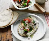 Hähnchensalat mit Brot