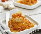 Curry vom Stockfisch mit Tomaten und Zwiebeln