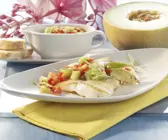 Zander mit Paprika-Melonen-Salsa