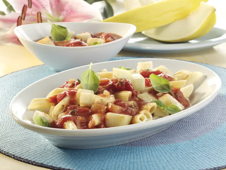 Penne mit Melonen-Tomatensauce