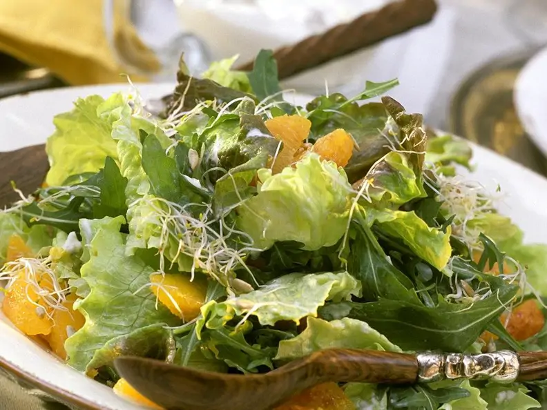 Raukesalat mit Batavia und Orangen