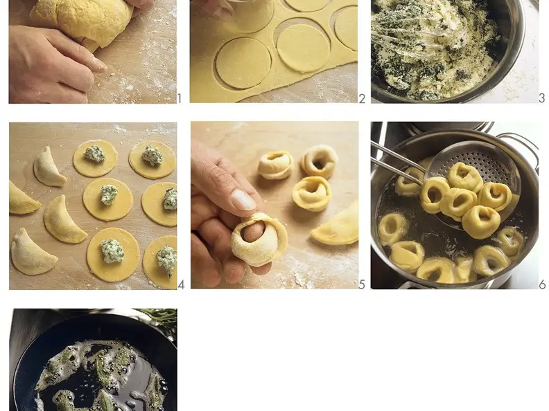 Tortellini mit Füllung aus Quark und Kräutern
