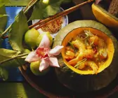 Kürbissuppe mit Scampi