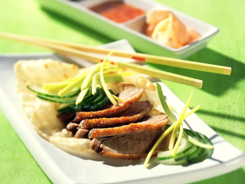 Peking Ente mit Pittabrot