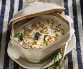 Topinamburcremesuppe mit Pilzen
