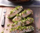 Krabbensalat auf Gurke