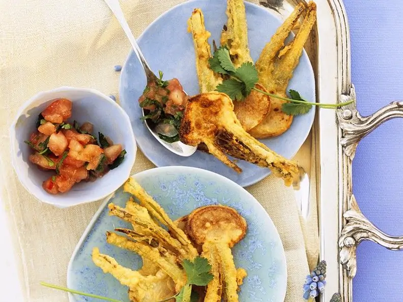 Mairübchen in Tempurateig mit Salsa