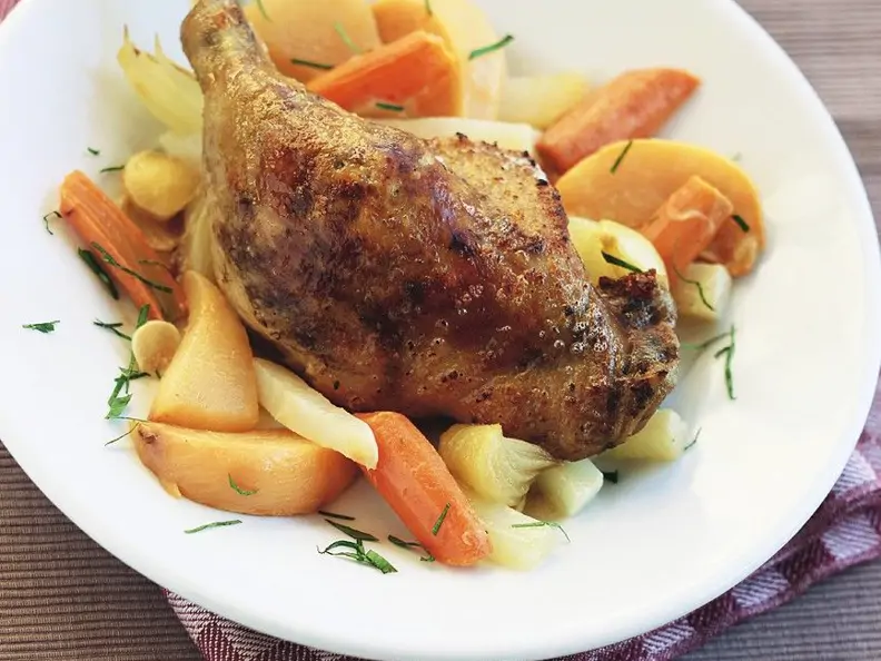Keule von der Ente mit Rüben