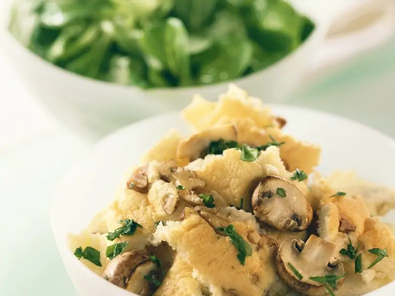 Grießschmarrn mit Champignons