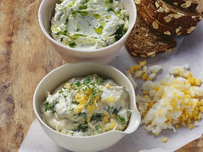 Kresse-Eier-Quark und Bärlauch-Ziegenfrischkäse