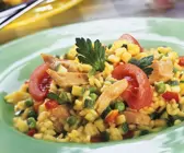 Reis mit Hähnchen und Zucchini