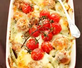 Gemüsegratin mit Fleischbällchen