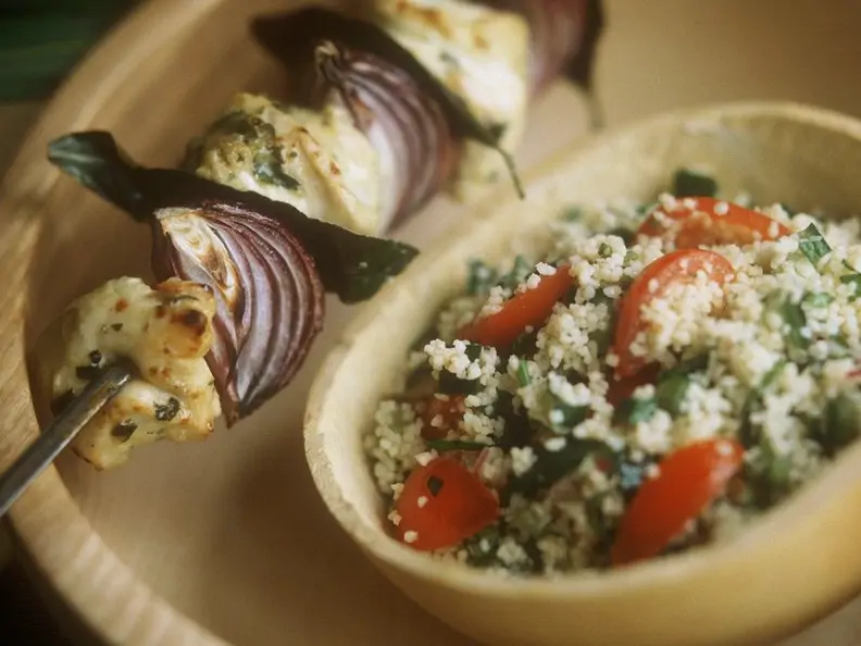 Seeteufelspieße mit Bulgur