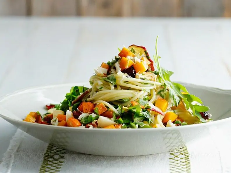Spaghetti mit Kürbis und Pesto