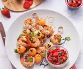 Shrimps-Spieße mit Melone