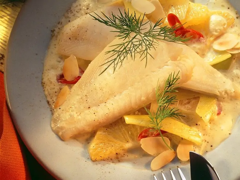 Scholle in Orangensauce