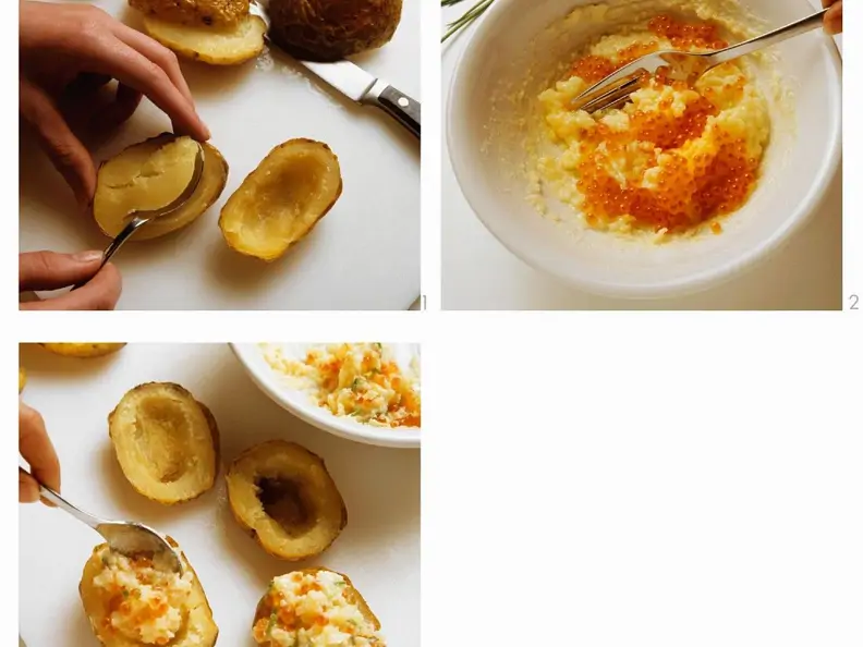 Gebackene Kartoffeln mit Kaviar