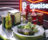 Steak mit Eissalat