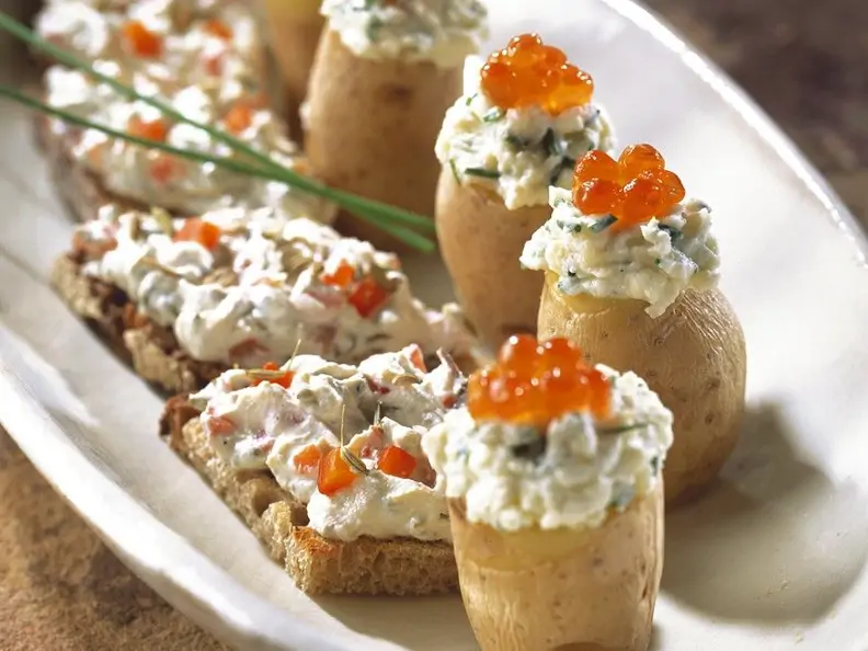 Fenchelquark-Häppchen mit stuffed potatoes